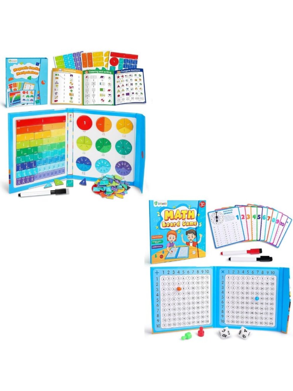 Magnetic Educational Fraction Puzzle & Math Game Board for Kids - Fun Learning